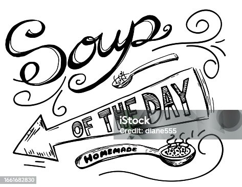 istock Soup Of The Day Hand Drawn Lettering On A Transparent Background 1661682830