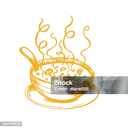istock Hand Drawn Soup Bowl On A Transparent Background 1661709838