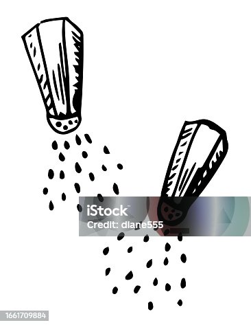 istock Hand Drawn Salt and Pepper Shakers On A Transparent Background 1661709884
