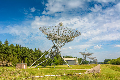 Hooghalen, The Netherlands - June 11, 2017: Synthesis radio telescope at Camp Westerbork