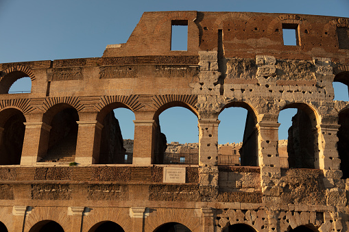 roman coliseum at sunset - old roman city