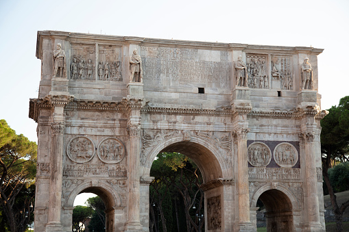 Arch of Constantine, famous ancient triumphal arch of Rome, Italy
