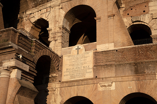 Rome, Italy - 24 Nov, 2022: The Colosseum, world famous Roman amphitheatre and archaeological site