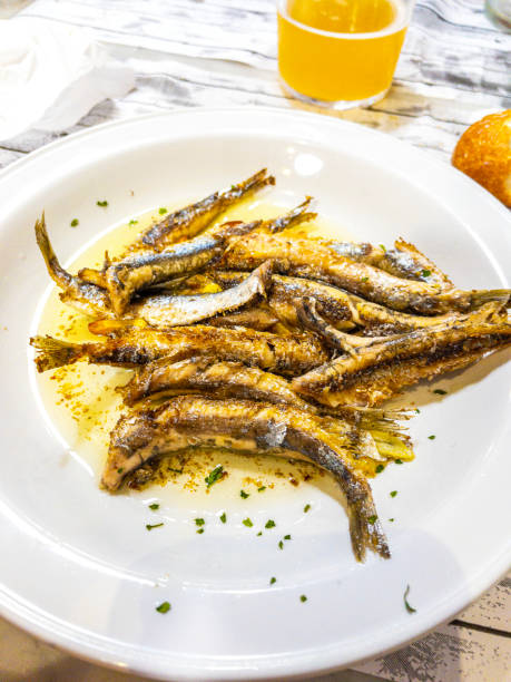 istock Anchovies cooked Basque Country style on a  tiled table. 1661771819