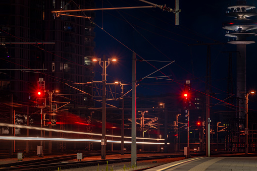 Night and evening in hauptbahnhof in capital Wien in hot summer