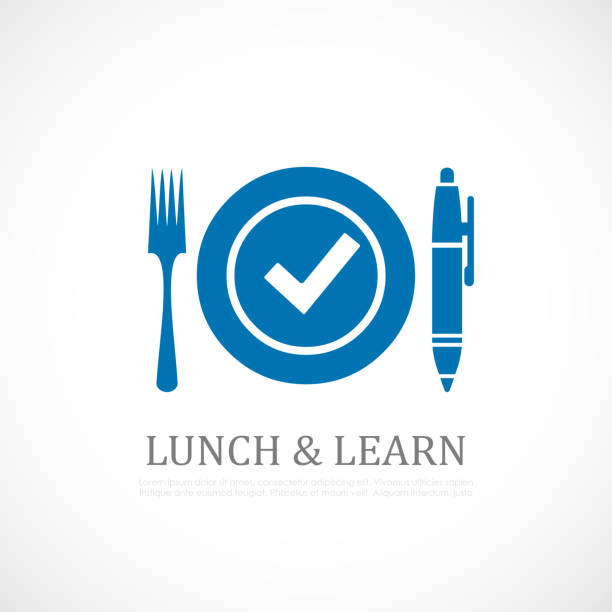 illustrazioni stock, clip art, cartoni animati e icone di tendenza di pranzo e apprendimento del design di poster vettoriali - imparare