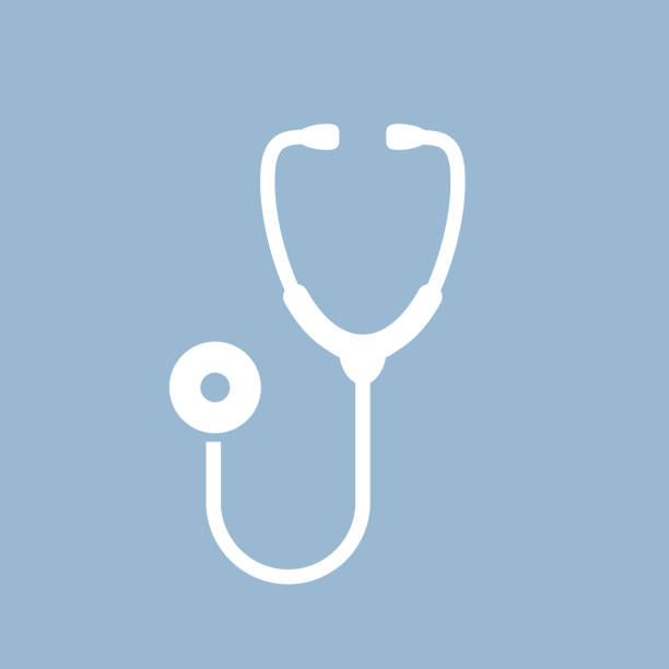 Doctor stethoscope vector icon Doctor stethoscope vector icon over blue background doctors bag stock illustrations