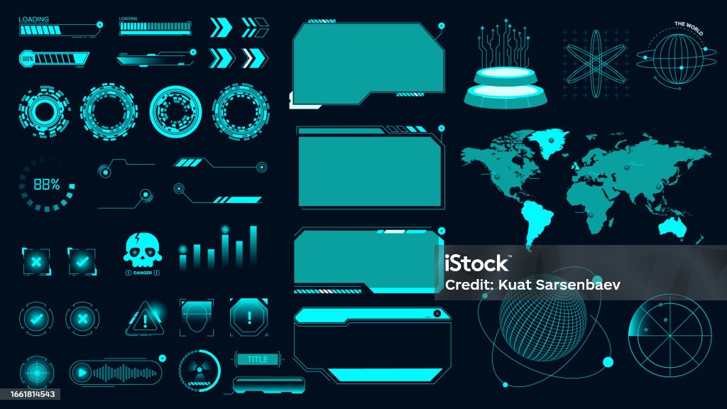 Hitech Elements And Hud Interface Hud Ui Ux Frames Hud Elements Set ...
