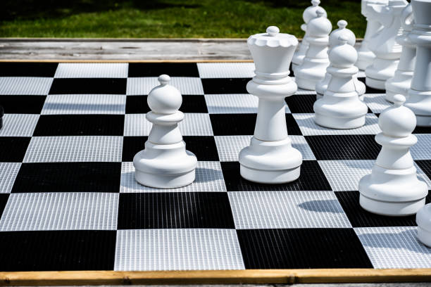 istock Pieces of a large garden chess set.. 1661829214