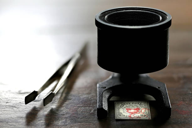 istock linen tester with Swiss 2 1/2 Rappen Orts-Post stamp from 1850 1661850159
