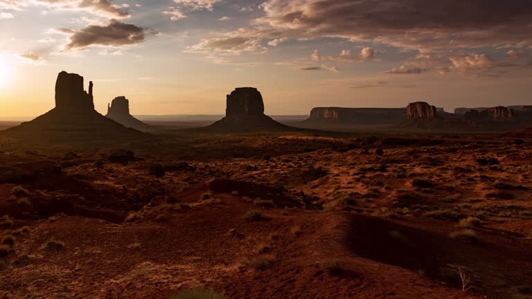 Monument Valley Sunrise A Trail In The Desert Time Lapse Arizona Southwest USA