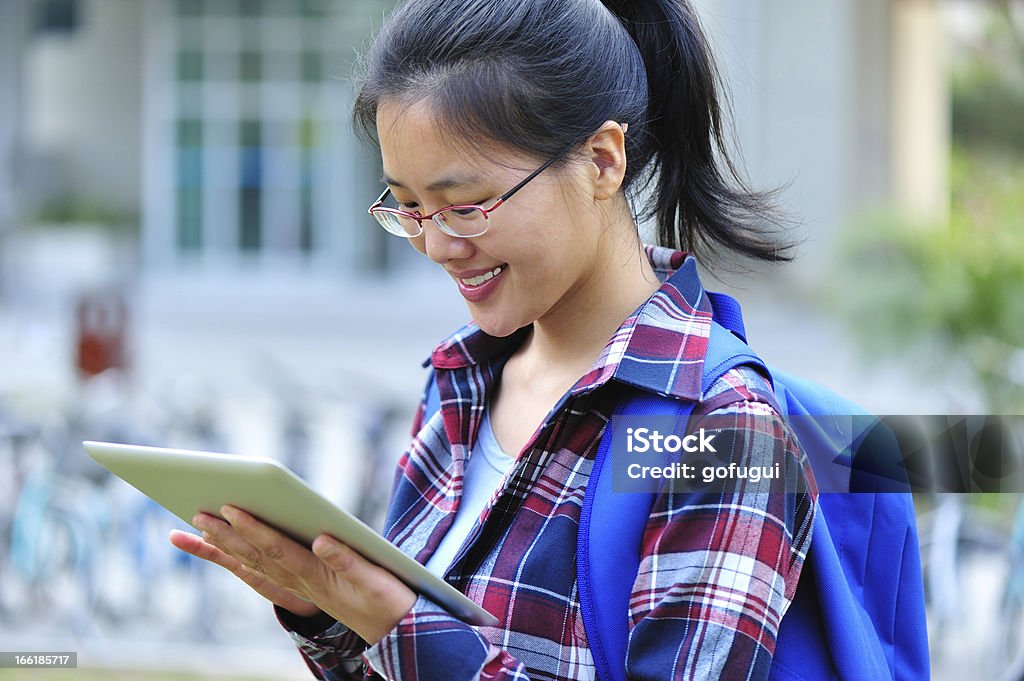 asian adult student use tablet in campus 25-29 Years Stock Photo