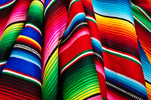 Classic Mexican blankets, with colourful stripe.