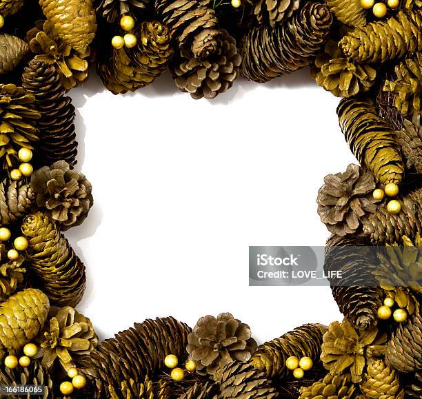 Pine Cone Wreath Stock Photo - Download Image Now - Berry, Border - Frame, Christmas