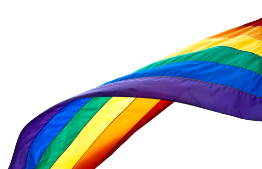 Gay Rainbow Flag isolated on white.