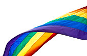 A waving rainbow flag showing support for the LGBT community
