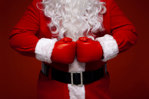 Santa Claus with boxing gloves