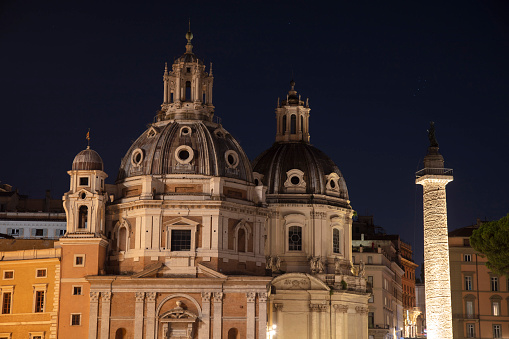 Santa Maria di Loreto, Rome,\nhistoric rome streets - night