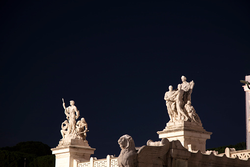 Sculptures on Altare della Patria - night