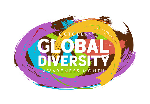 Global Diversity Awareness Month abstract poster, October. Vector illustration. EPS10