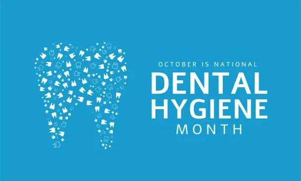 Vector illustration of Dental Hygiene Month card, October. Vector