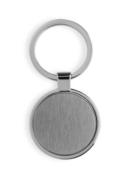 Metal keychain isolated on white, top view