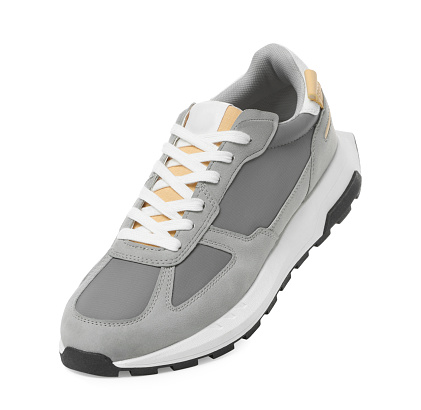 One stylish grey sneaker isolated on white