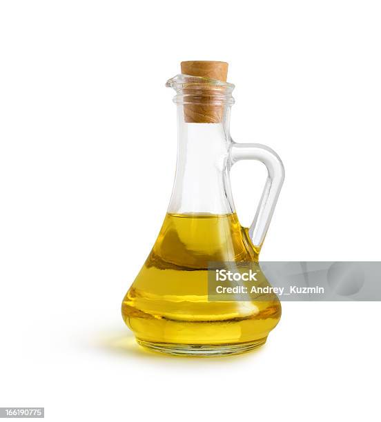 Olive Vegetable Oil In Glass Pitcher Isolated Stock Photo - Download Image Now - Bottle, Clipping Path, Close-up