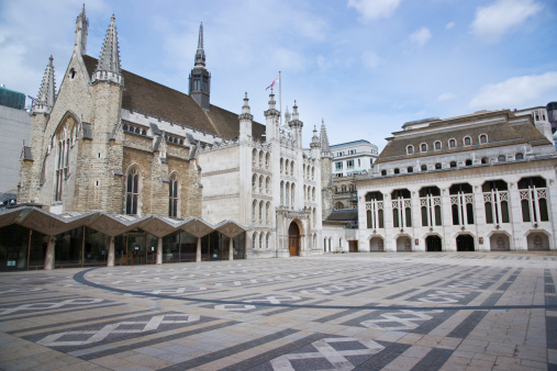 The Guildhall and Art Gallery in the City of London, England