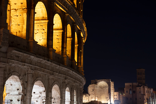 Roman coliseum at night - old roman city