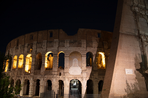 Roman coliseum at night - old roman city