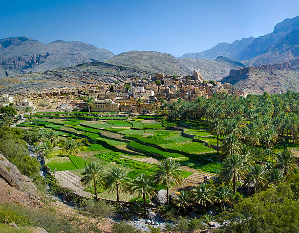 The village in sultanate Oman stock photo