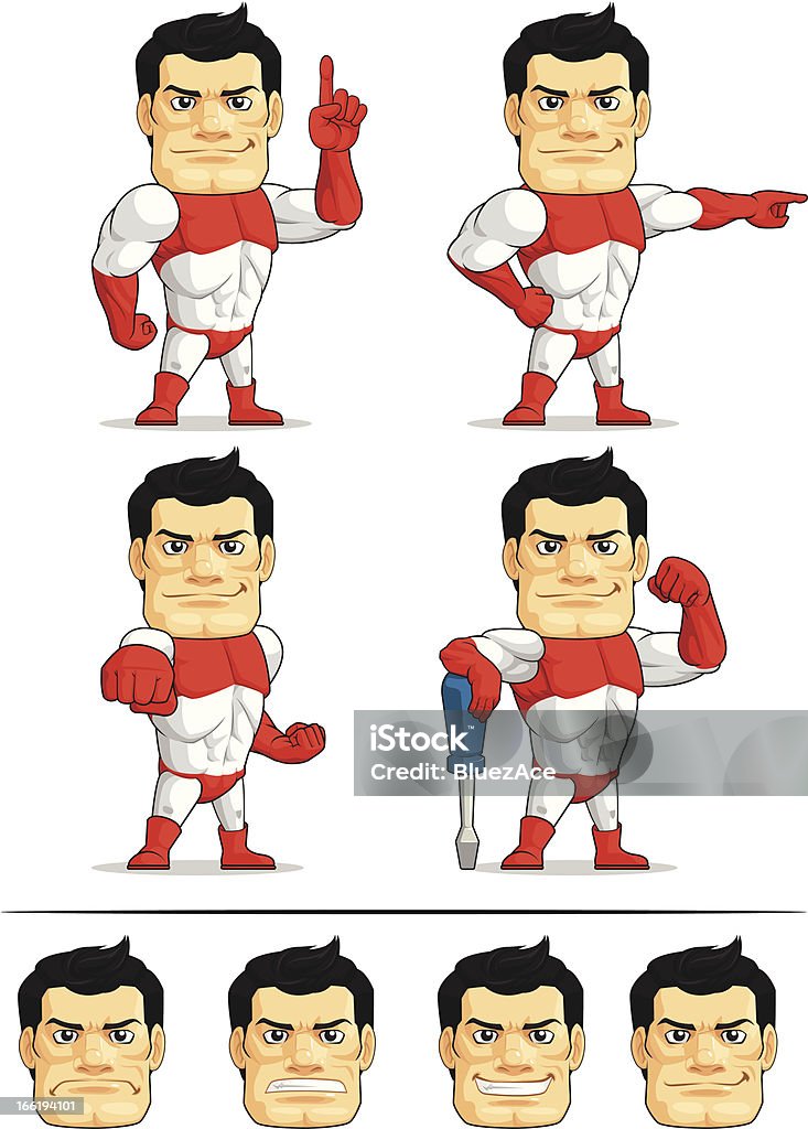 Super-héros personnalisable mascotte 5 - clipart vectoriel de Force libre de droits