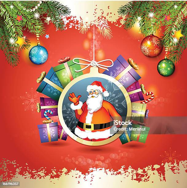 Natal Com Presentes - Arte vetorial de stock e mais imagens de Círculo - Círculo, Dourado - Cores, Esfera
