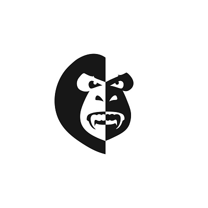 Gorilla Head  Negative Space Style. symbol Icon Symbol Design Template Flat Style Vector