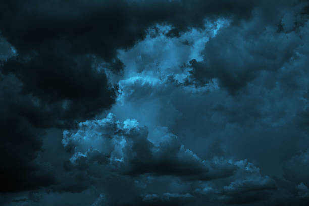 istock Black dark greenish blue dramatic night sky. Gloomy ominous storm rain clouds background. Epic fantasy mystic. Сreepy spooky. 1662026080