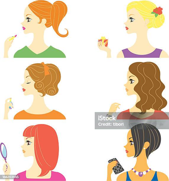 Kobiety Profil - Stockowe grafiki wektorowe i więcej obrazów Atomizer do perfum - Atomizer do perfum, Kobiety, Akcesorium osobiste