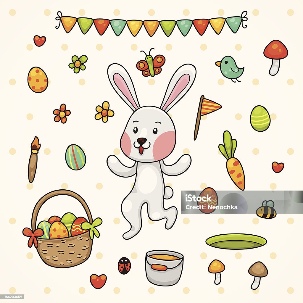 Joyeuses Pâques avec un lapin - clipart vectoriel de Amour libre de droits
