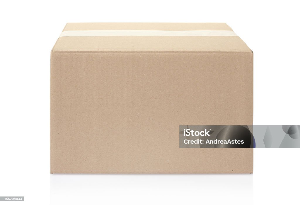 Blank cardboard box Cardboard box, front view isolated on white, clipping path included Cardboard Box Stock Photo