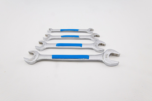set of chromed steel open end wrenchs