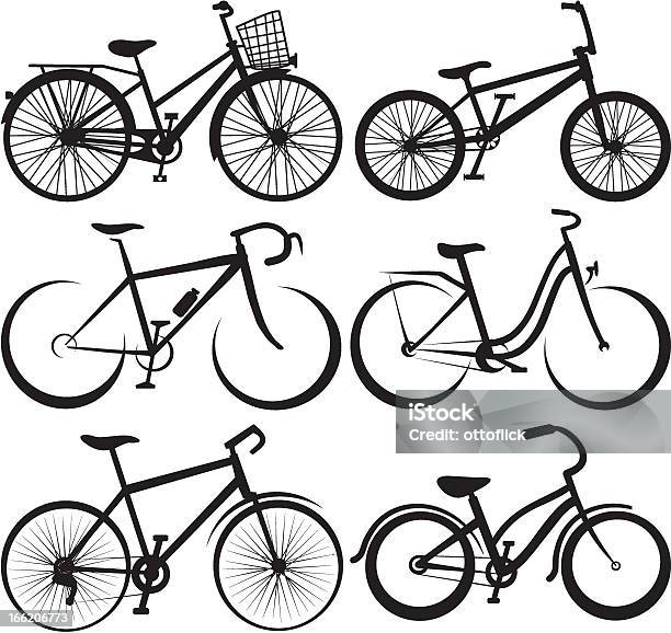 자전거실루엣 및 개요 경주용 자전거에 대한 스톡 벡터 아트 및 기타 이미지 - 경주용 자전거, 실루엣, BMX 자전거타기