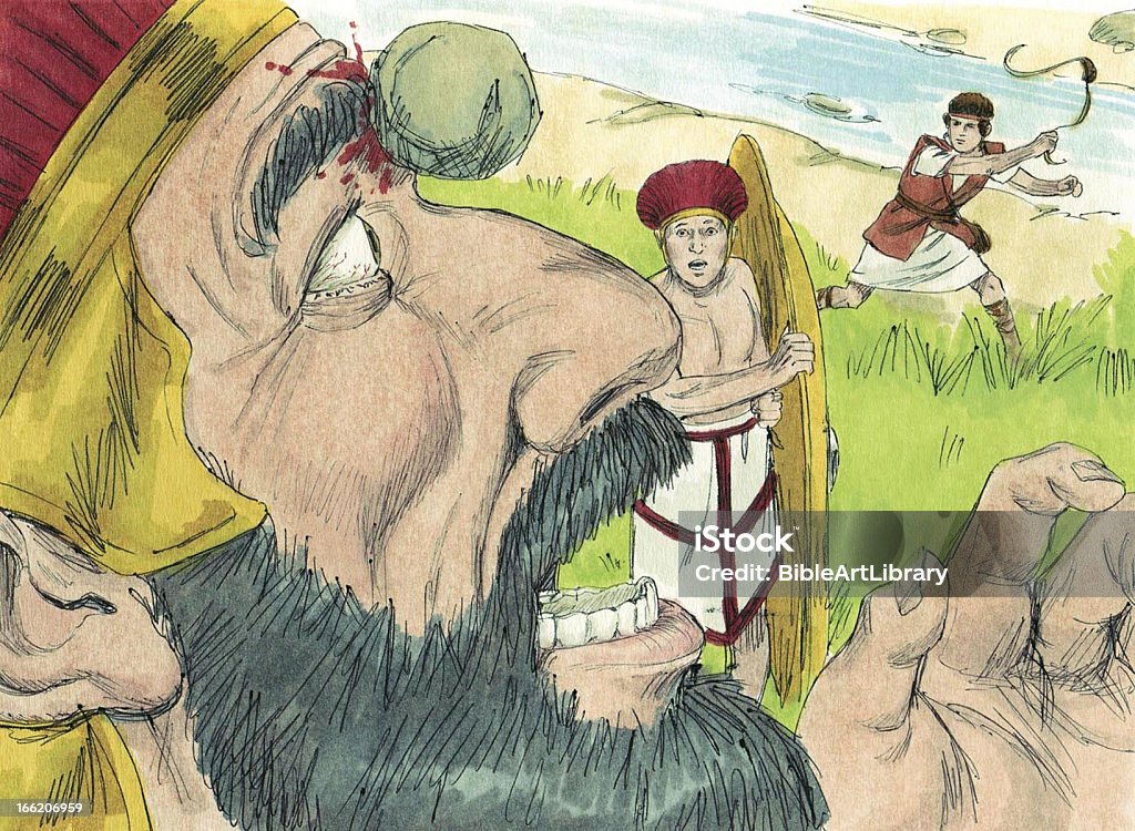 ダヴィドと Goliath - 聖書の人物 ダビデ王のロイヤリティフリーストックフォト