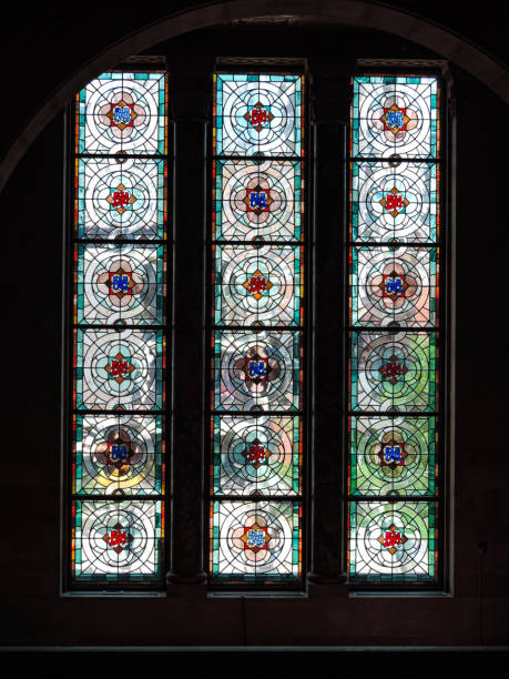 istock Stained glass window of a cathedral 1662085697