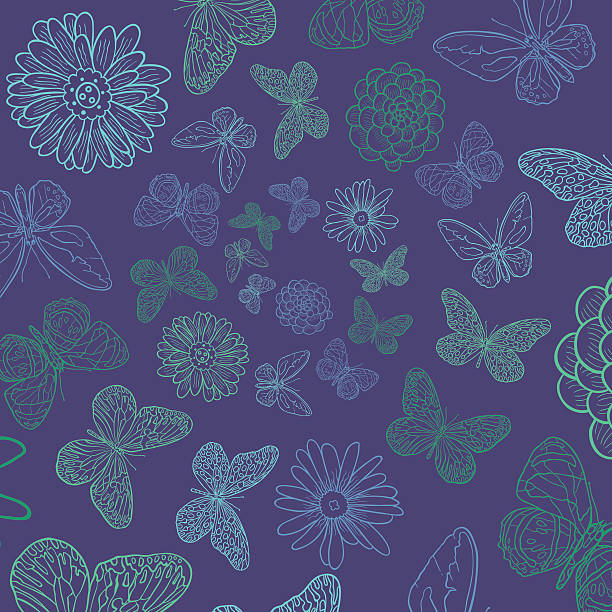 Vector butterfly flowers vector art illustration