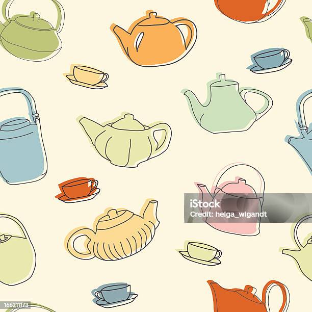 Farbige Teetassen Nahtlose Muster Stock Vektor Art und mehr Bilder von Muster - Muster, Altertümlich, Bunt - Farbton