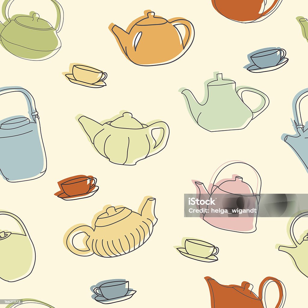 Kolorowe teapots bezszwowe wzór - Grafika wektorowa royalty-free (Wzór - Opis)