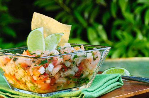 Fresh Mexican Ceviche with lime.