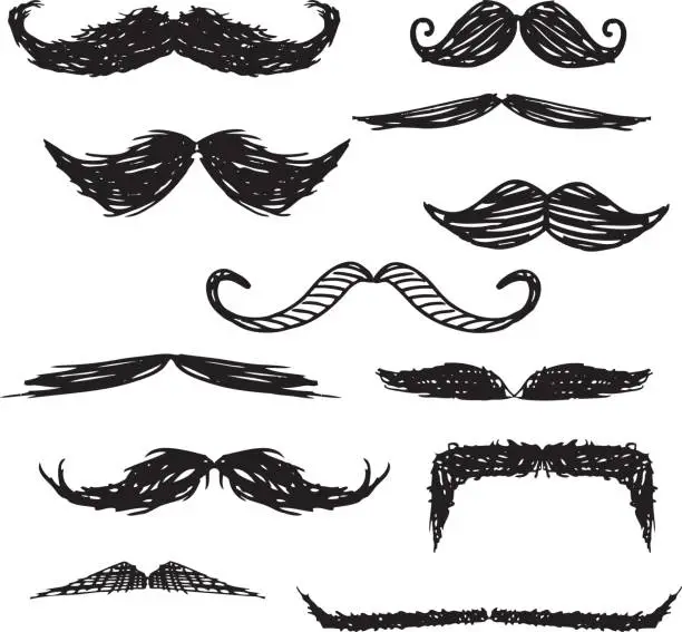Vector illustration of Moustache doodles