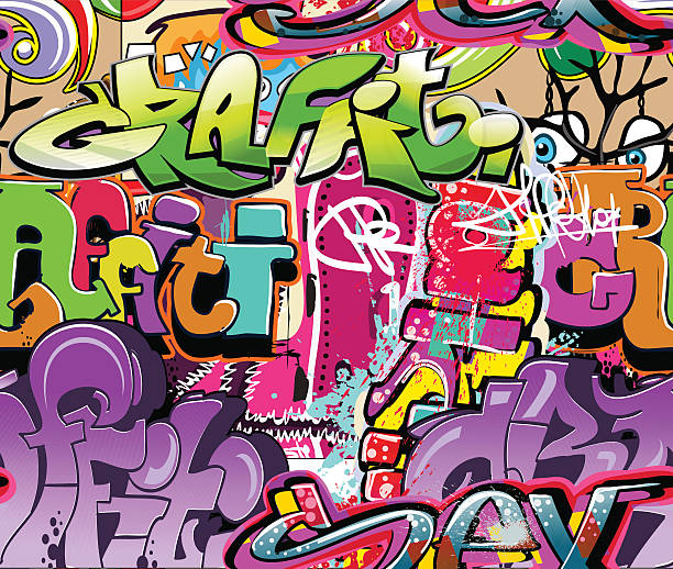 фон городского искусства граффити - typescript graffiti computer graphic label stock illustrations