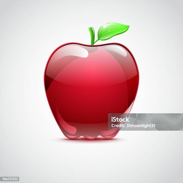 Big Red Apple De Vidro - Arte vetorial de stock e mais imagens de Alimentação Saudável - Alimentação Saudável, Branco, Caule de planta